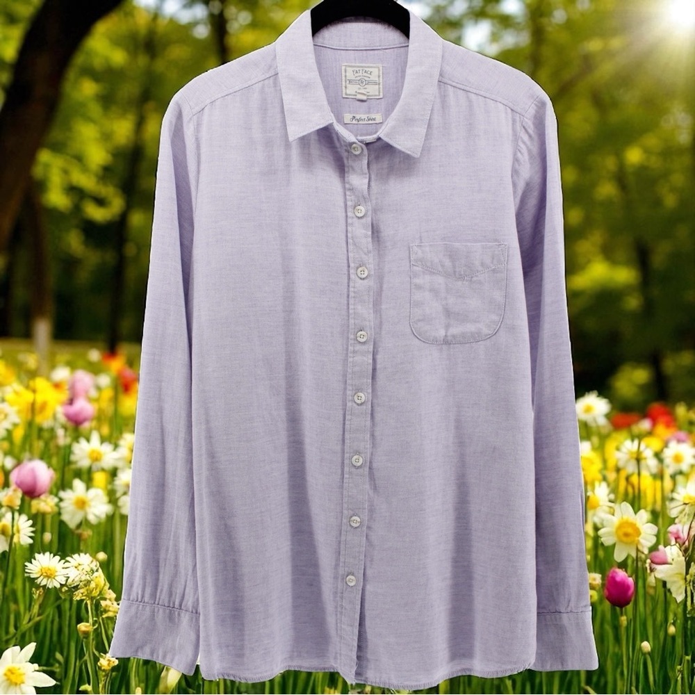 Fatface Purple Long Sleeve Buttonup Rodeo‎ Cowgirl Outdoors 100% Cotton 8/M